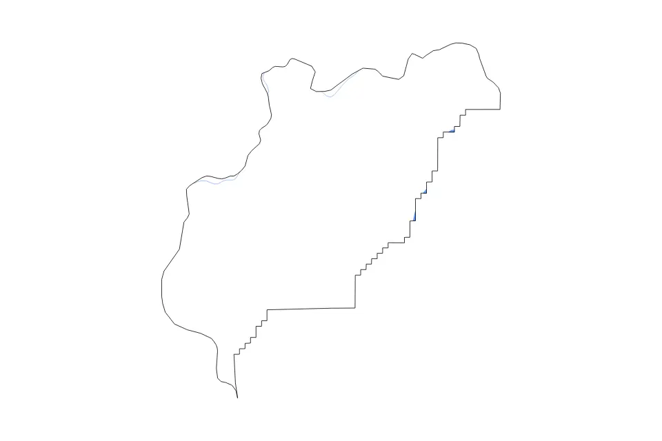 Outline map of Douglas County, Washington with subdivision borders and major lakes and rivers.