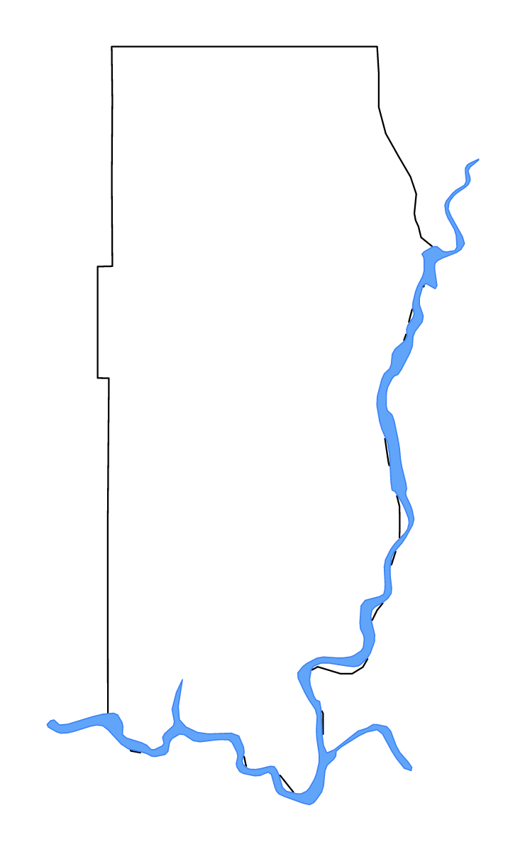 Mapa de contorno de Ferry, Washington con lagos y ríos.