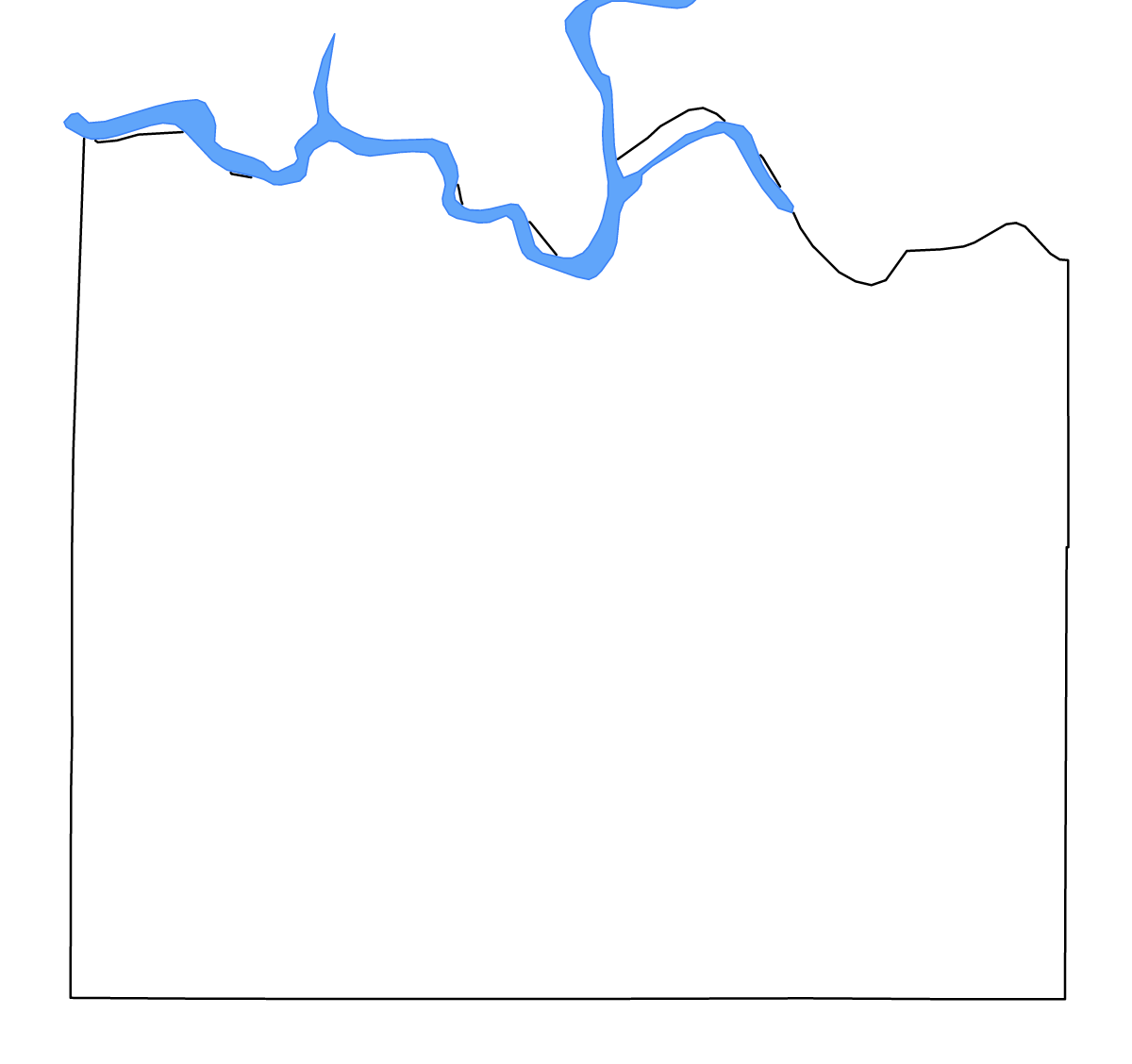 Mapa de contorno de Lincoln, Washington con lagos y ríos.