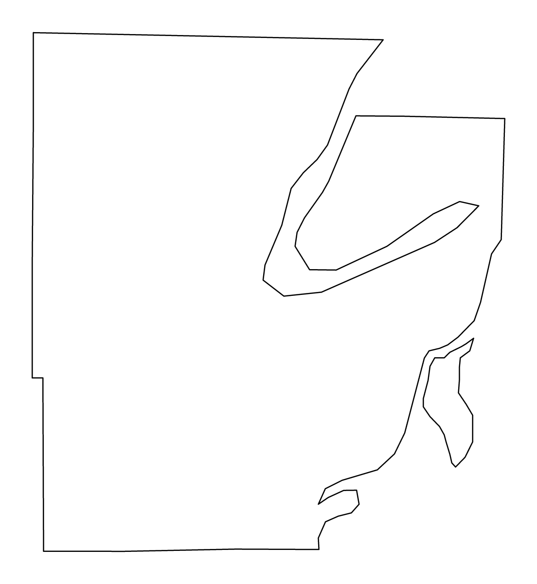 Mapa de contorno de Mason, Washington.
