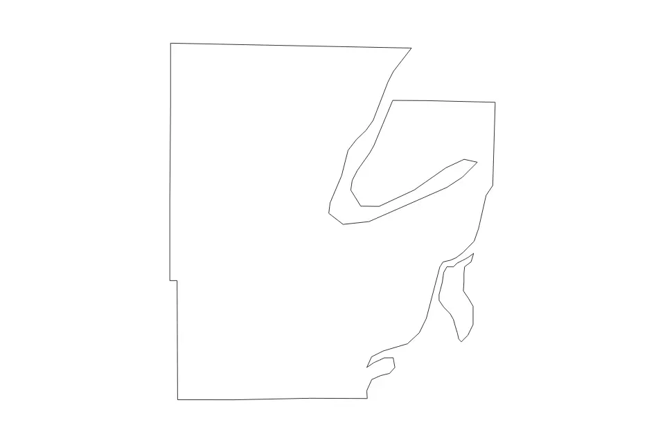 Outline map of Mason County, Washington with subdivision borders.