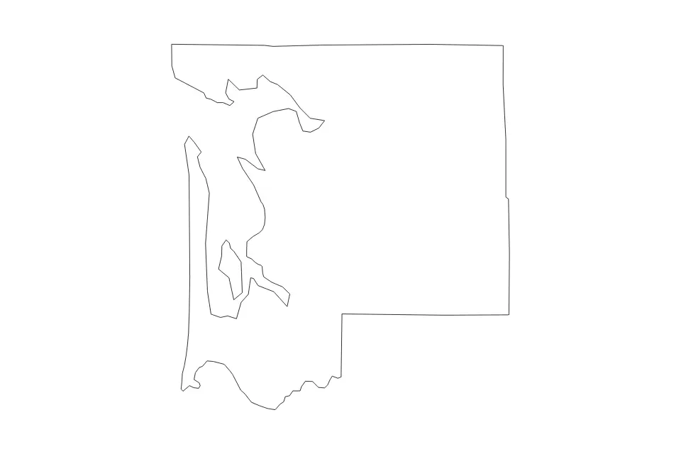 Carte de Pacific, Washington de type contour pour Amérique du Nord, montrant contour avec des limites nettes.
