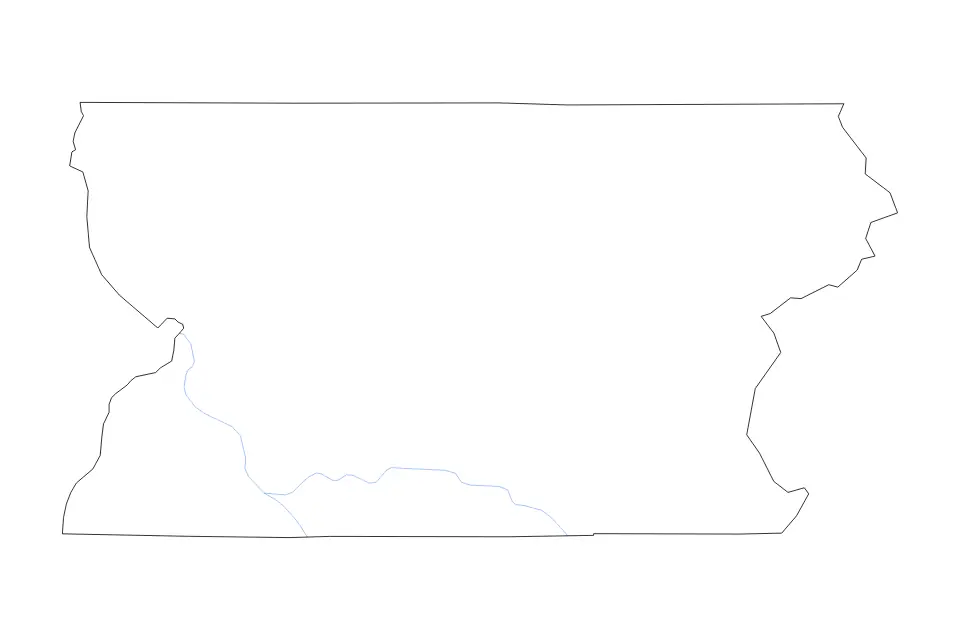 Outline map of Snohomish County, Washington with subdivision borders and rivers.