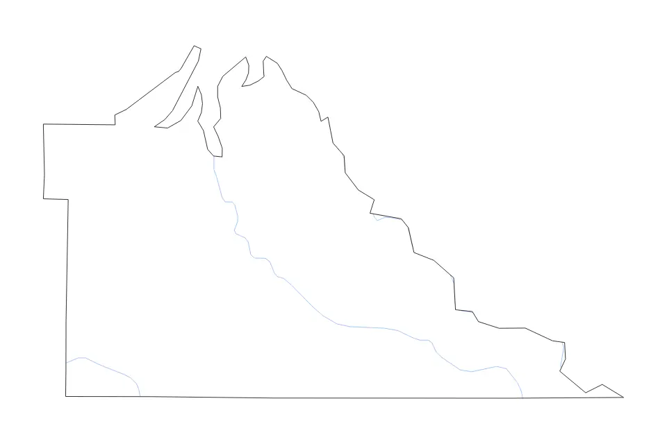 Outline map of Thurston County, Washington with subdivision borders and rivers.
