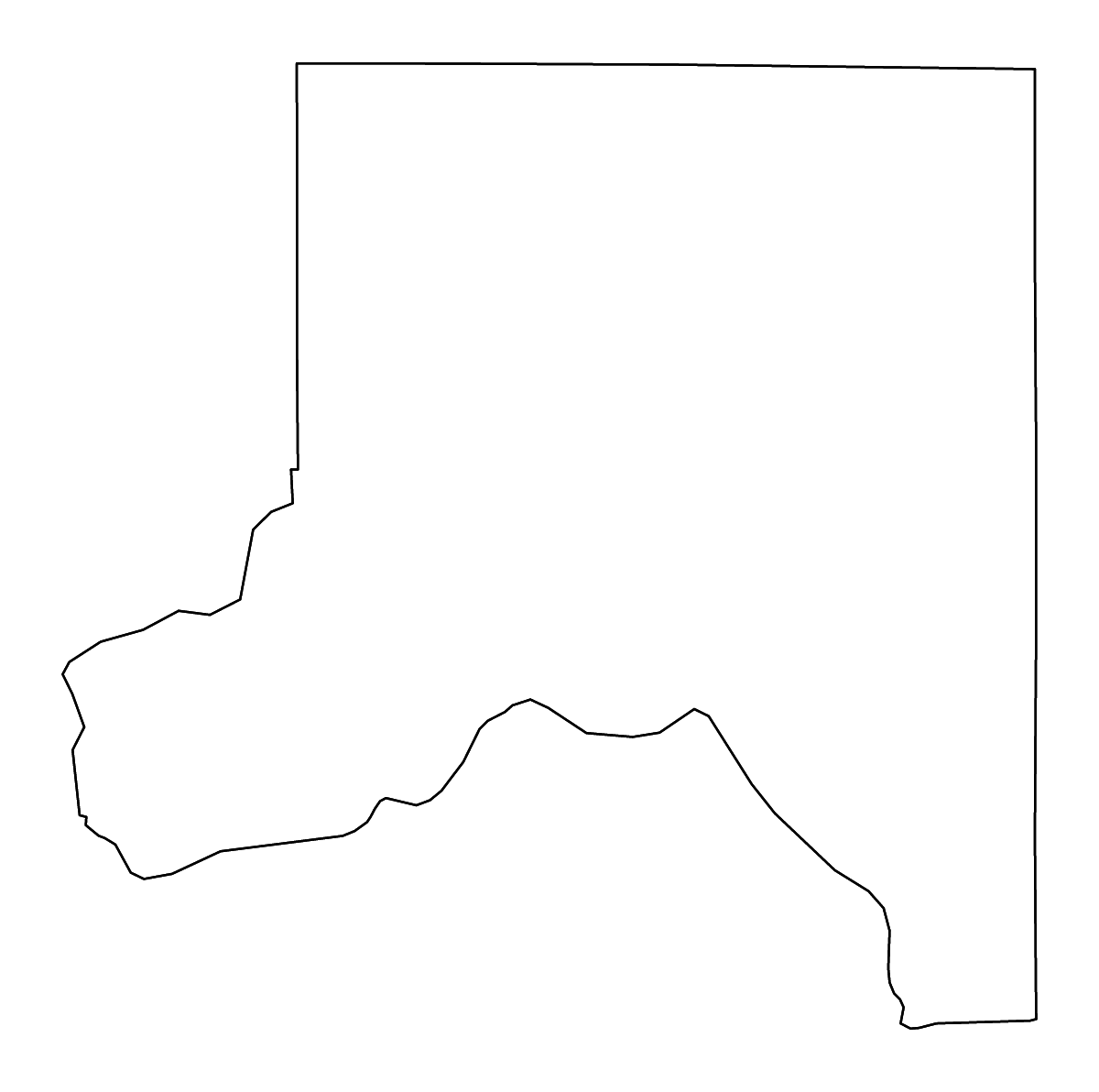 Mapa de contorno de Whitman, Washington con ríos.