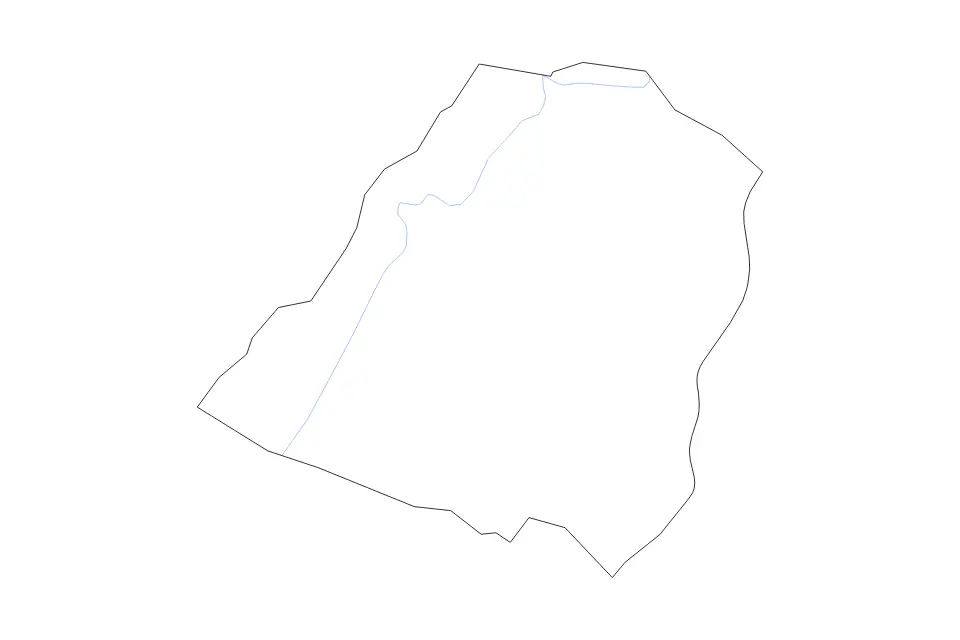 Outline map of Hampshire County, West Virginia with subdivision borders and rivers.