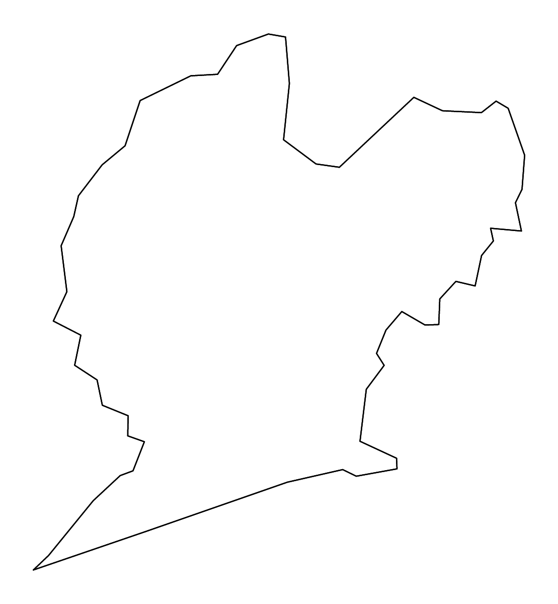 Outline map of Lincoln County, West Virginia with rivers.
