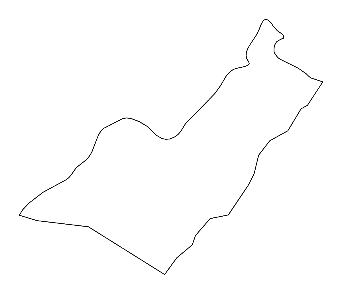 Outline map of Mineral County, West Virginia with rivers.