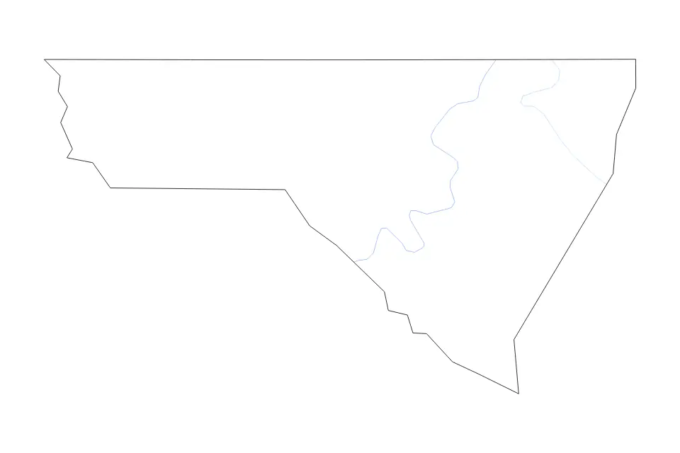 Outline map of Monongalia County, West Virginia with subdivision borders and rivers.