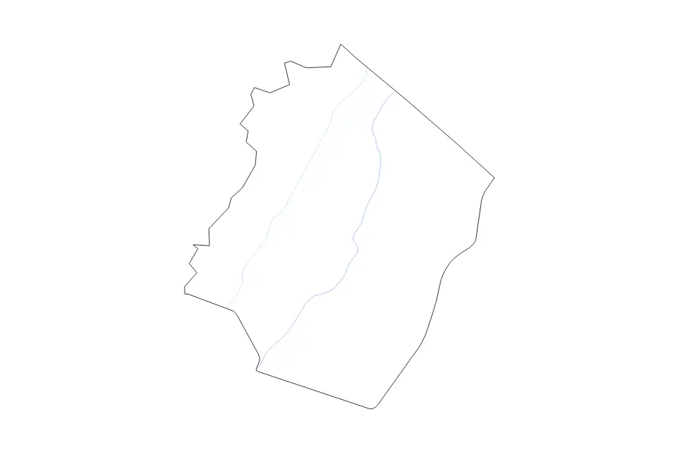 Outline map of Pendleton County, West Virginia with subdivision borders and rivers.