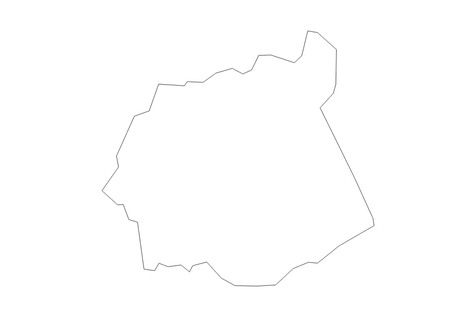 Outline map of Ritchie County, West Virginia with subdivision borders.