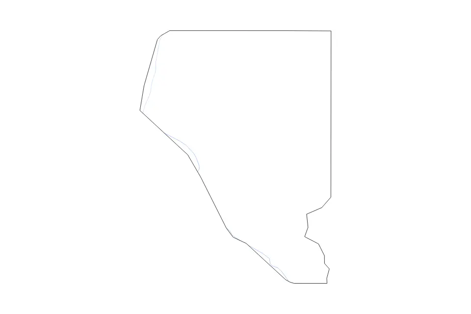 Outline map of Buffalo County, Wisconsin with subdivision borders and rivers.