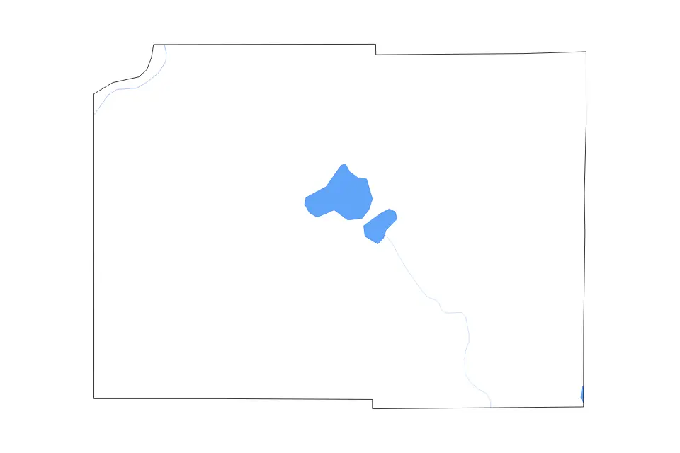 Outline map of Dane County, Wisconsin with subdivision borders and major lakes and rivers.