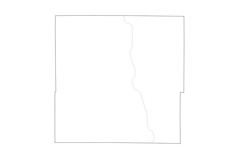 Carte de Dodge, Wisconsin de type contour et rivières pour Amérique du Nord, montrant contour et rivières avec des limites nettes.