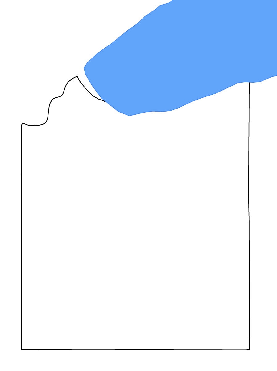 Mapa de contorno de Douglas, Wisconsin con lagos y ríos.