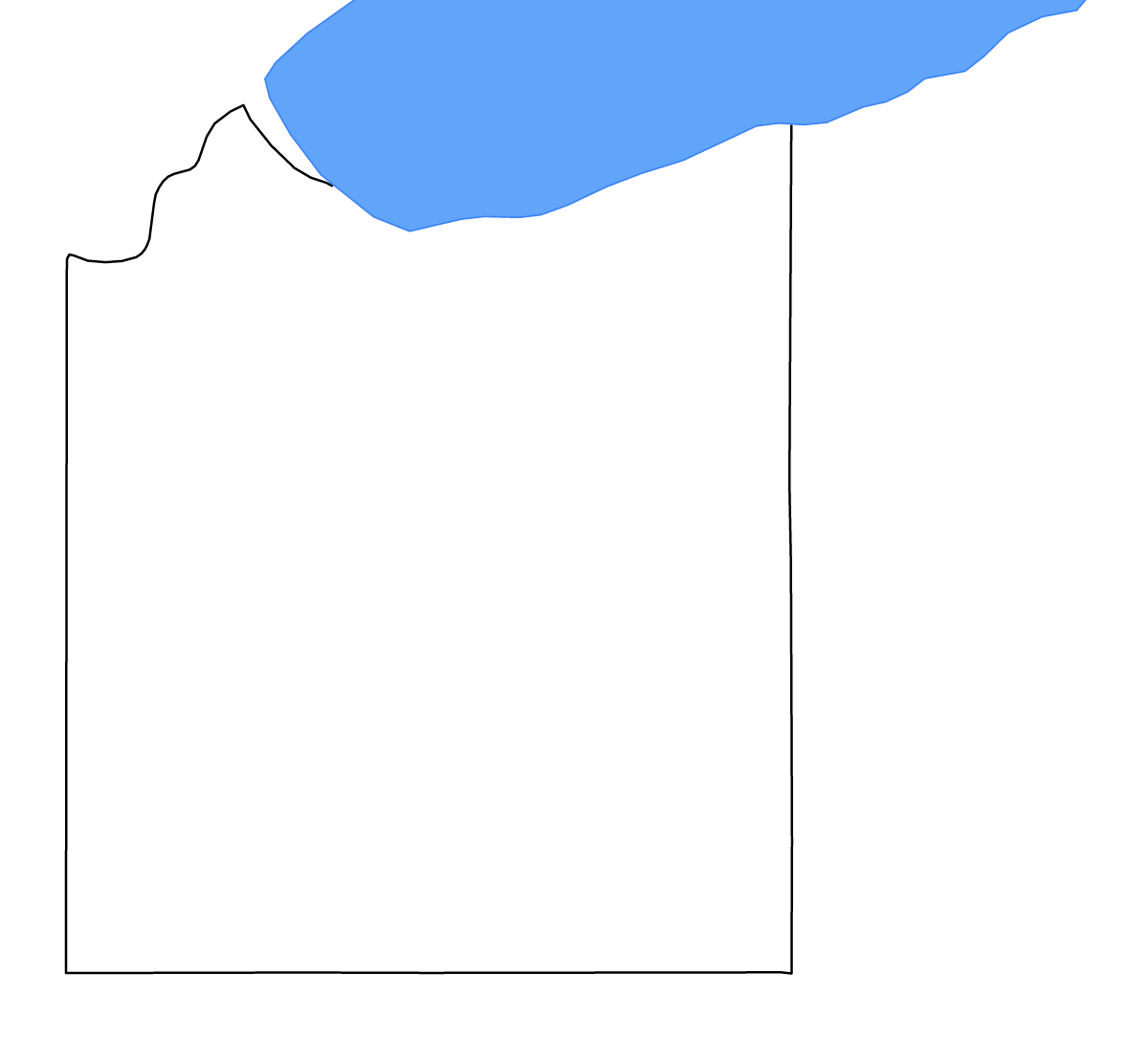Mapa de contorno de Douglas, Wisconsin con lagos y ríos.