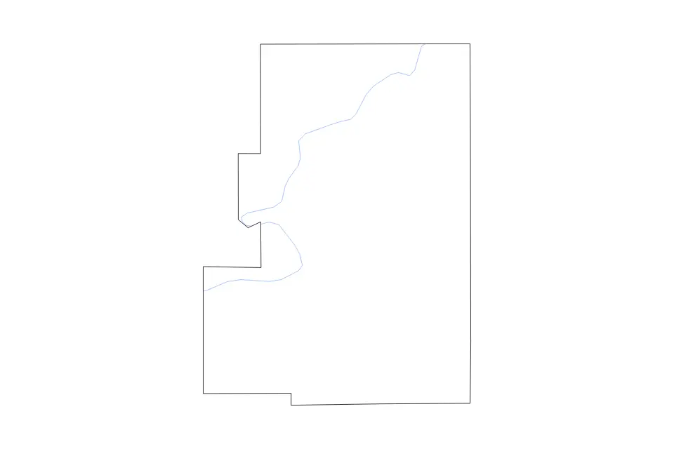 Outline map of Green Lake County, Wisconsin with subdivision borders and rivers.