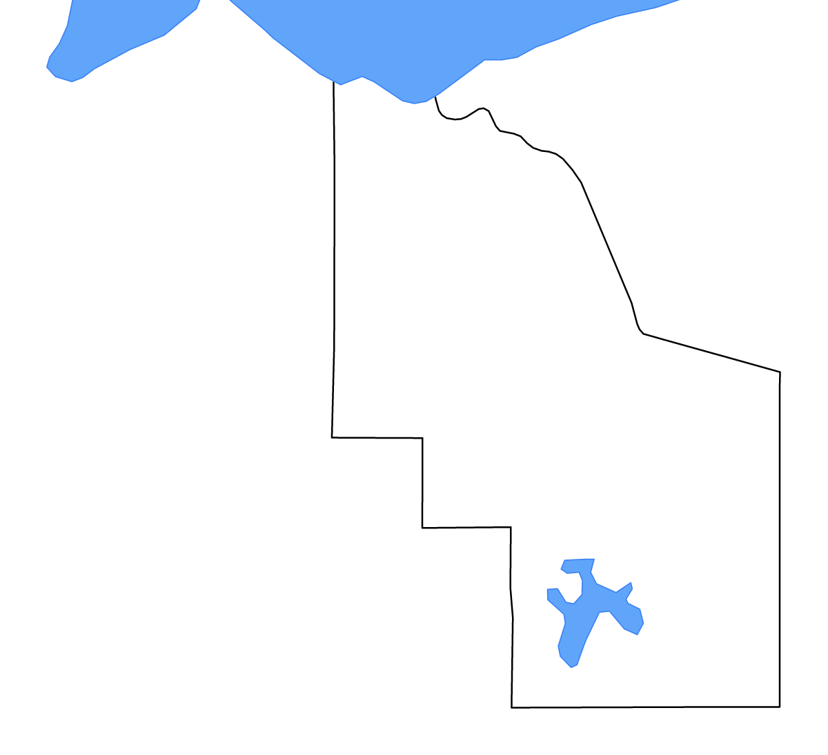 Carte de contour de Iron, Wisconsin avec lacs et rivières.