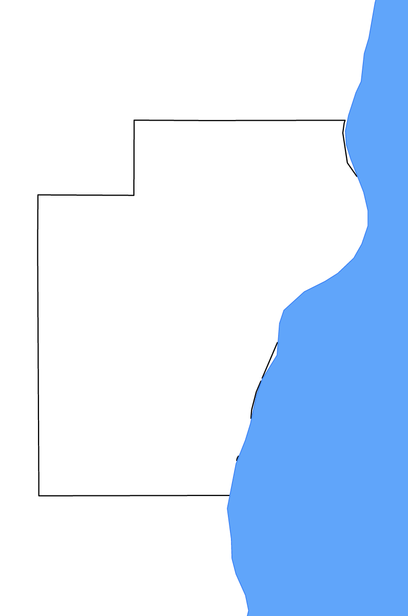 Mapa de contorno de Manitowoc, Wisconsin con lagos y ríos.