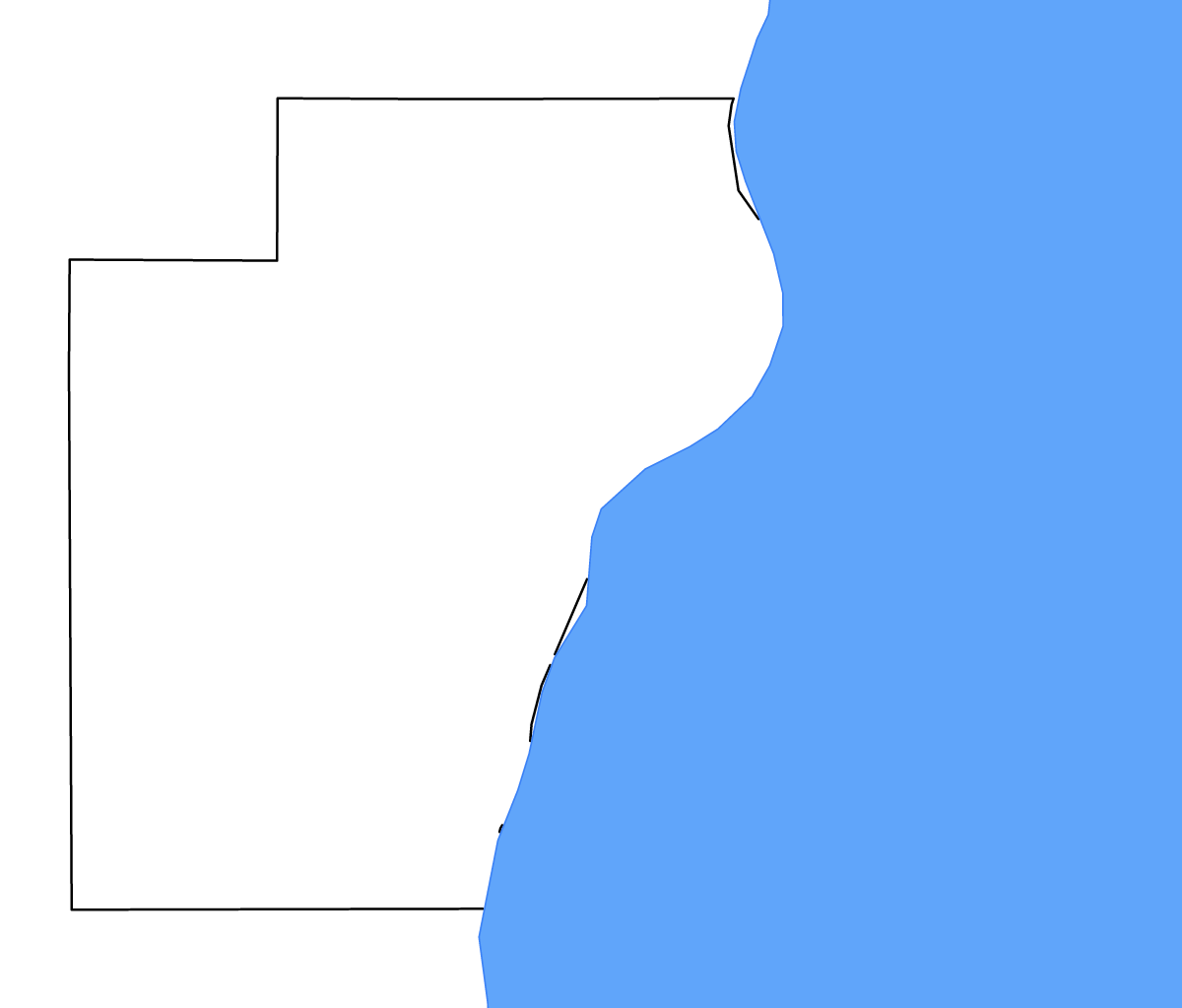 Mapa de contorno de Manitowoc, Wisconsin con lagos y ríos.