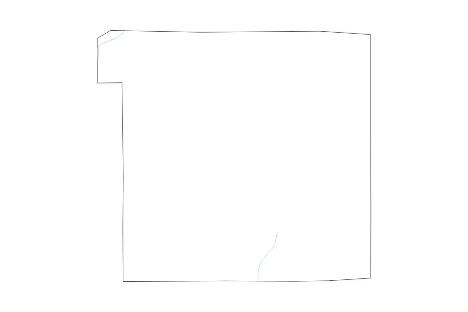 Outline map of Monroe County, Wisconsin with subdivision borders and rivers.