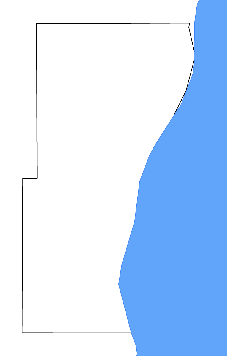 Mapa de contorno de Ozaukee, Wisconsin con lagos.