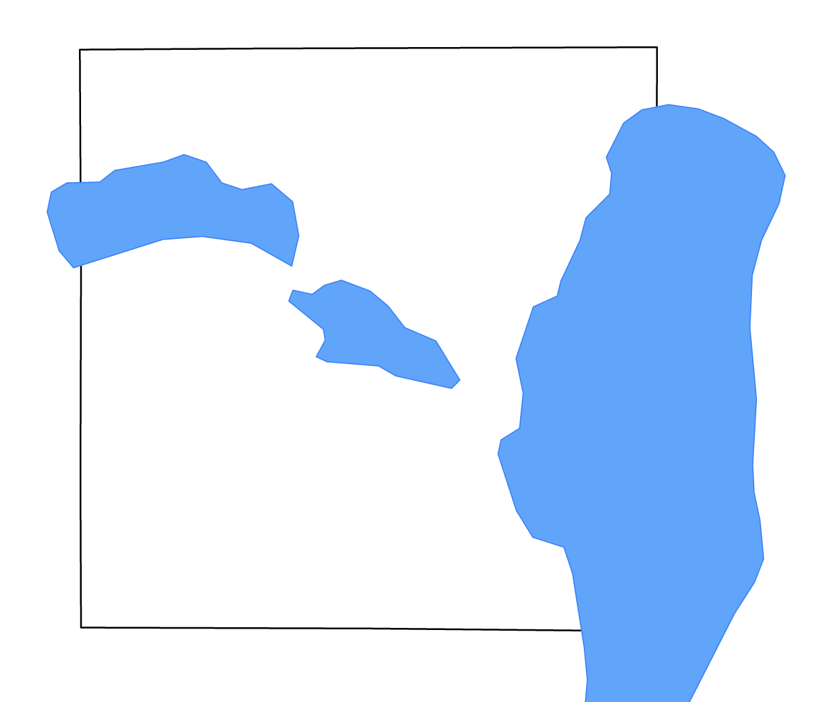 Mapa de contorno de Winnebago, Wisconsin con lagos y ríos.