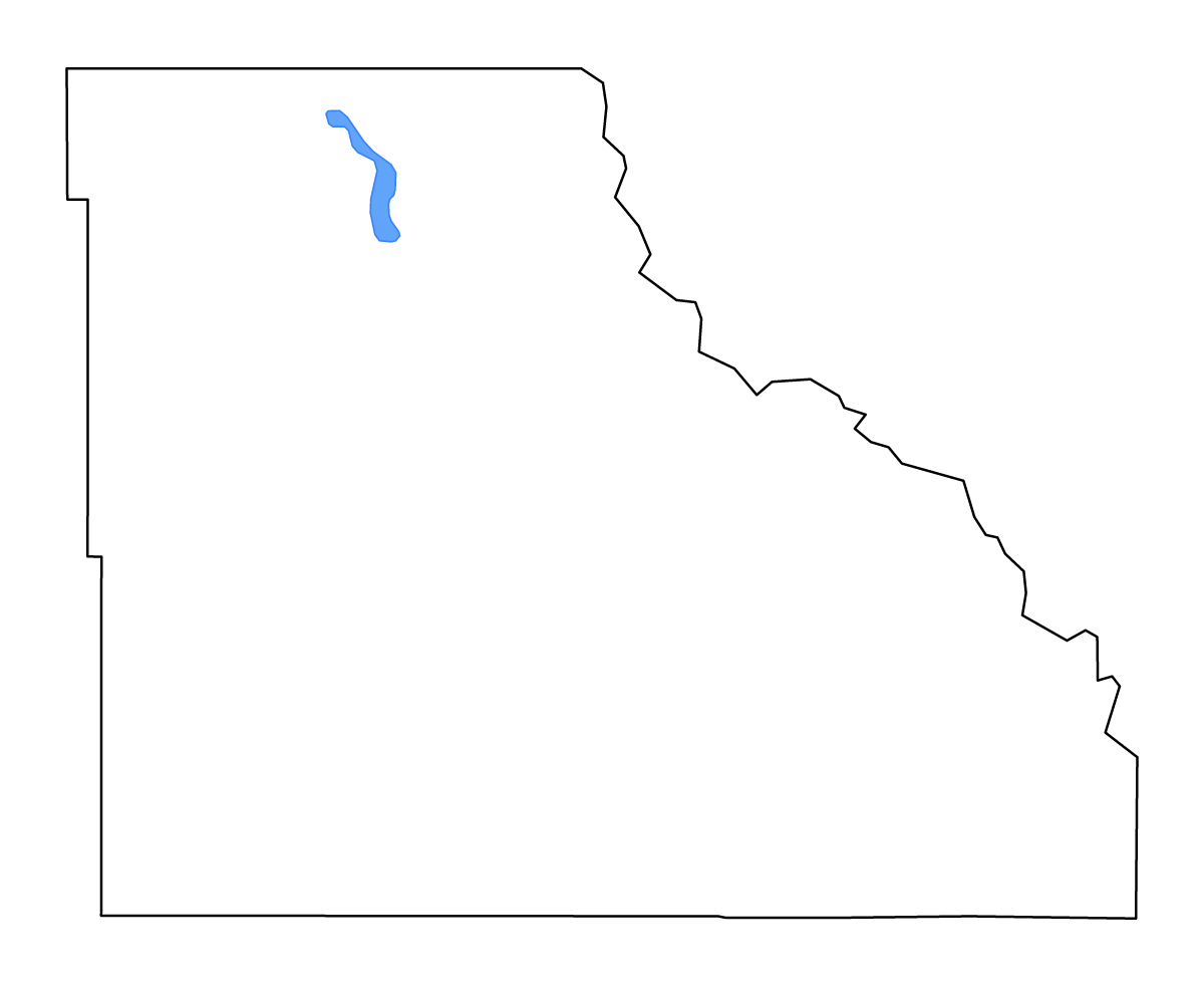 Mapa de contorno de Big Horn, Wyoming con lagos y ríos.