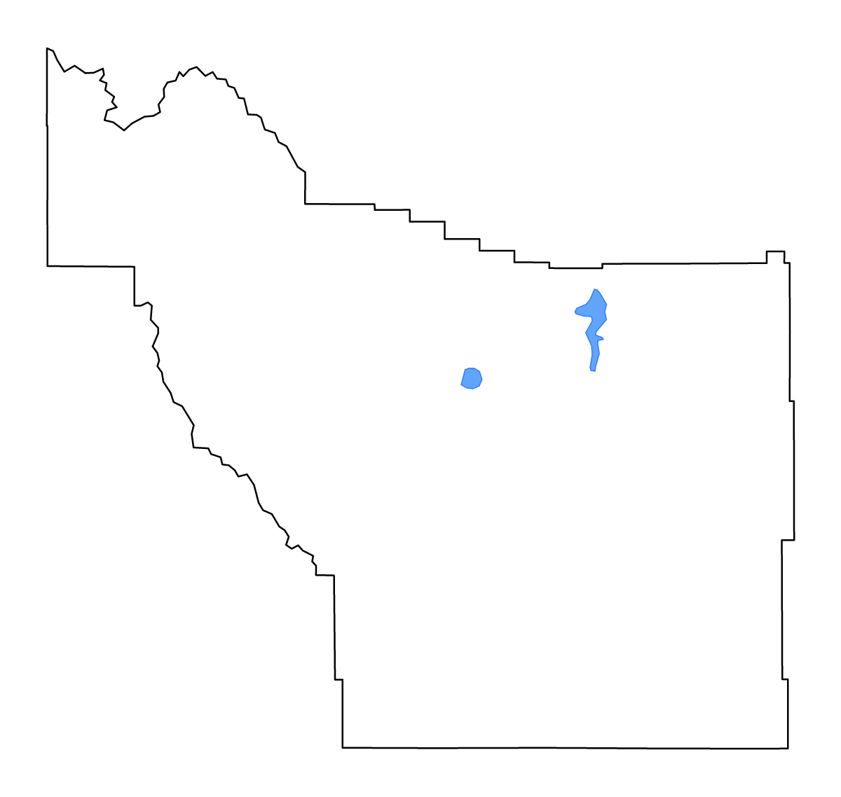 Mapa de contorno de Fremont, Wyoming con lagos y ríos.
