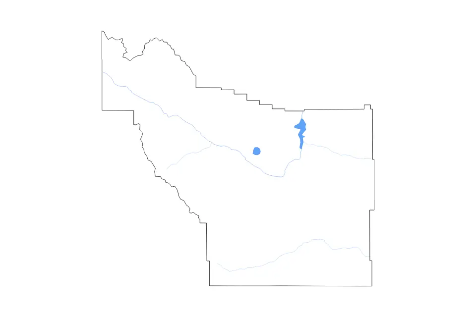 Mapa de Fremont, Wyoming de tipo contorno, lagos y ríos para América del Norte, con contorno, lagos y ríos con elementos de agua como Boysen Reservoir y Ocean Lake.