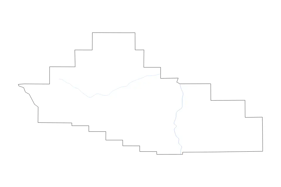 Mapa de Hot Springs, Wyoming de tipo contorno y ríos para América del Norte, con contorno y ríos con límites limpios.