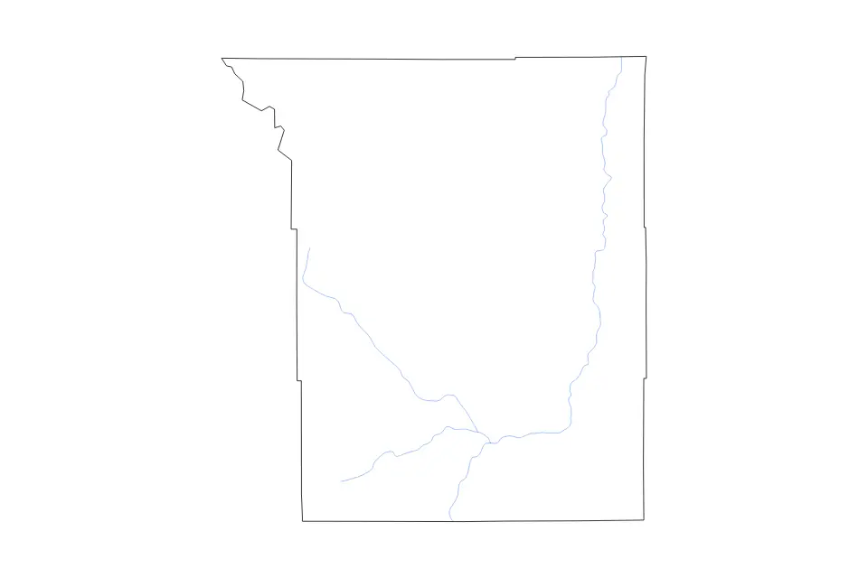 Carte de Johnson, Wyoming de type contour et rivières pour Amérique du Nord, montrant contour et rivières avec des limites nettes.