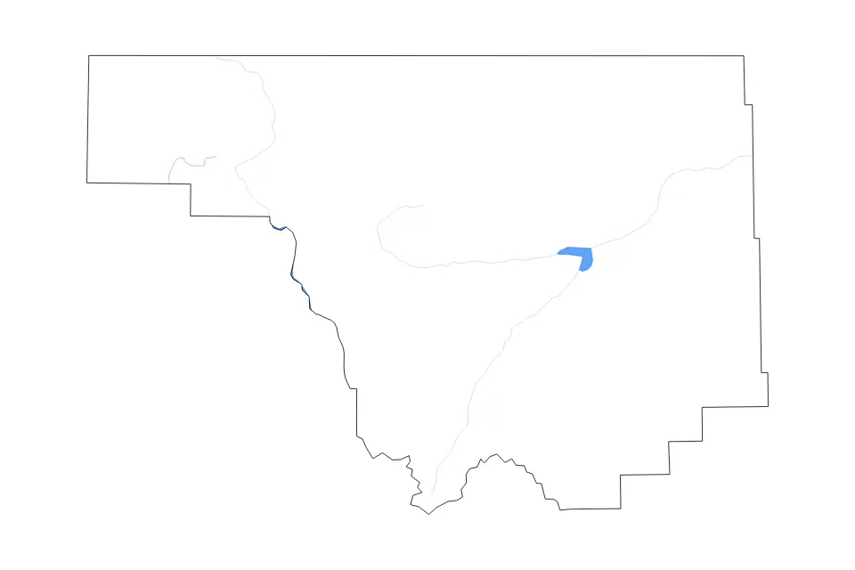 Mapa de Park, Wyoming de tipo contorno, lagos y ríos para América del Norte, con contorno, lagos y ríos con elementos de agua como Buffalo Bill Reservoir y Yellowstone Lake.