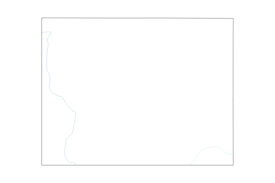 Outline map of Uinta County, Wyoming with subdivision borders and rivers.