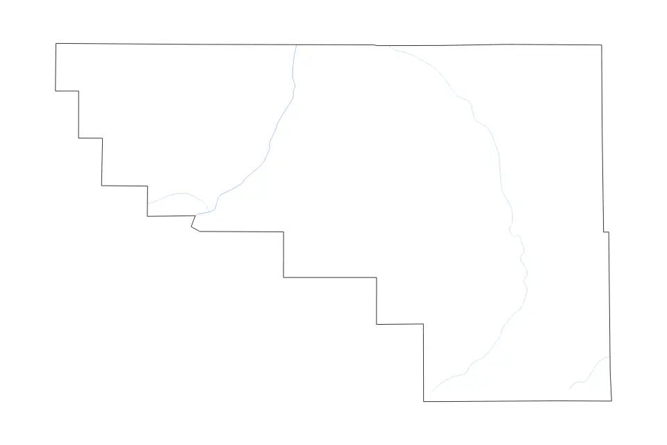 Mapa de Washakie, Wyoming de tipo contorno y ríos para América del Norte, con contorno y ríos con límites limpios.