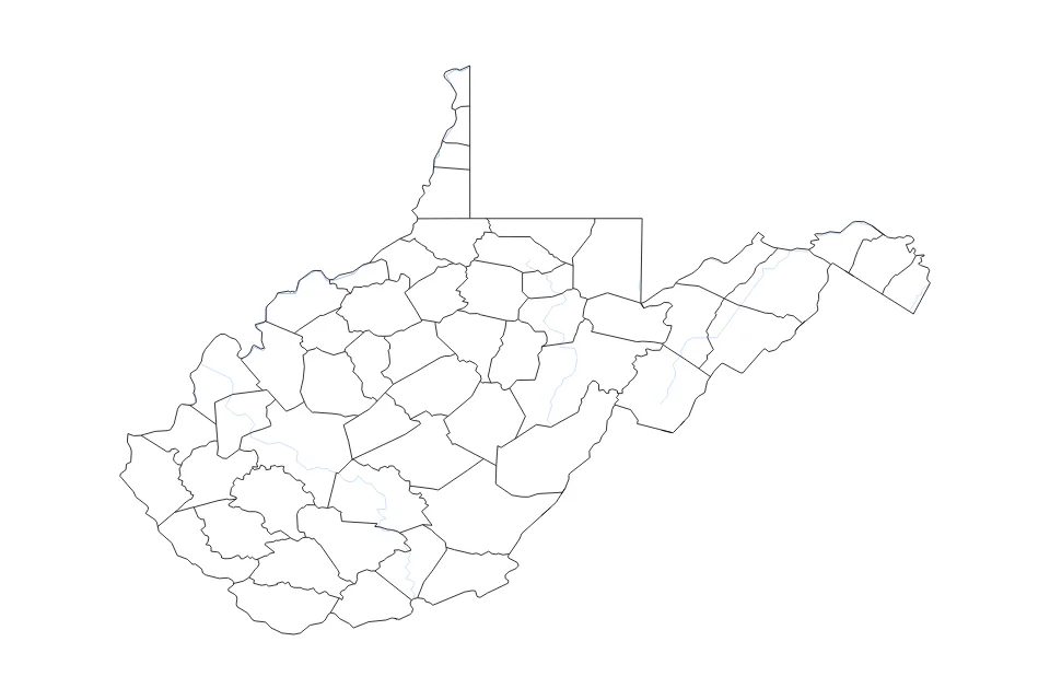 Aperçu de la carte de contour de West Virginia
