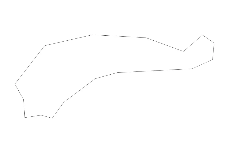 Outline map of Eastern District Administrative Area, American Samoa with subdivision borders.