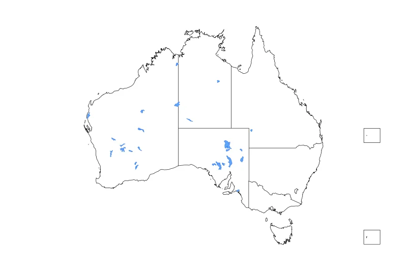Outline map of Australia with internal administrative boundaries, lakes, and rivers.