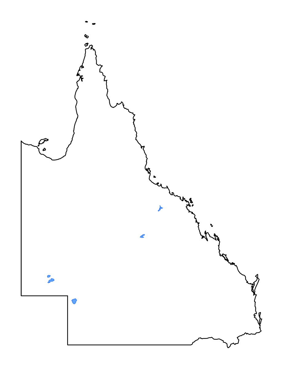 Carte de contour de Queensland, Australia avec lacs et rivières.