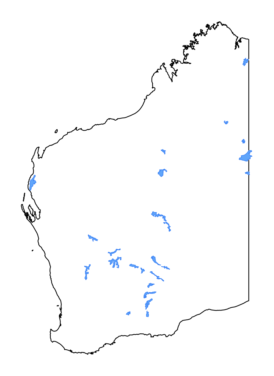 Carte de contour de Western Australia, Australia avec lacs et rivières.