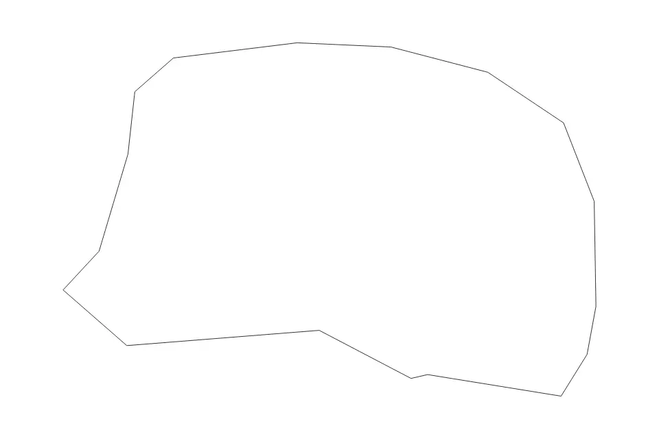 Outline map of Rarotonga Administrative Area, Cook Islands with subdivision borders.