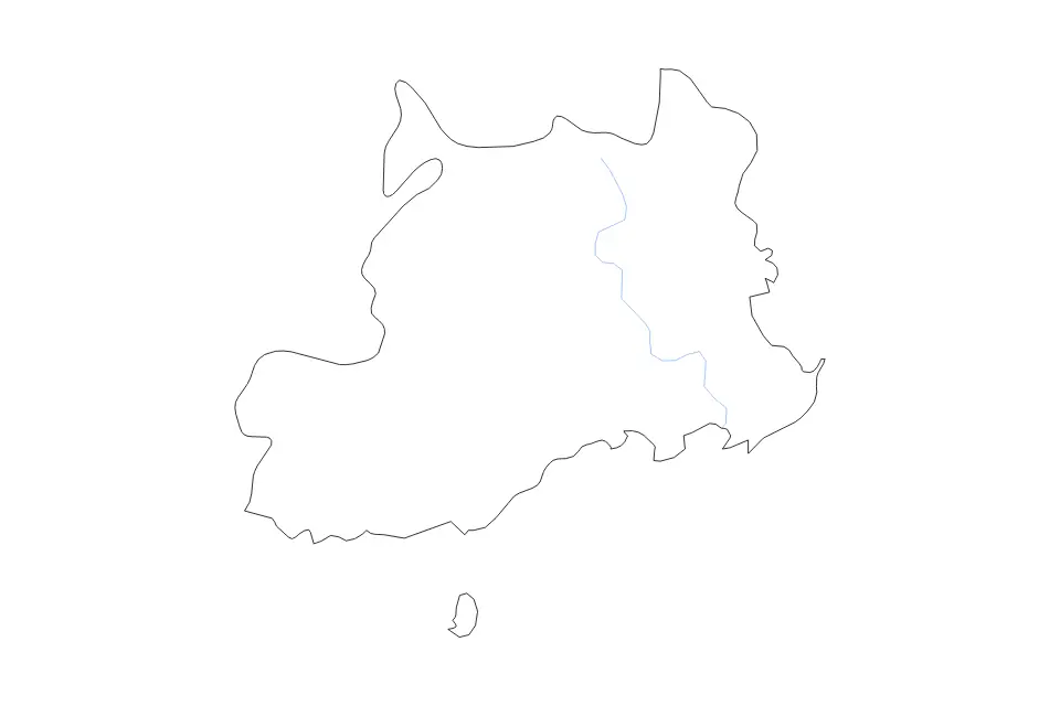 Outline map of Central Division, Fiji with subdivision borders and rivers.