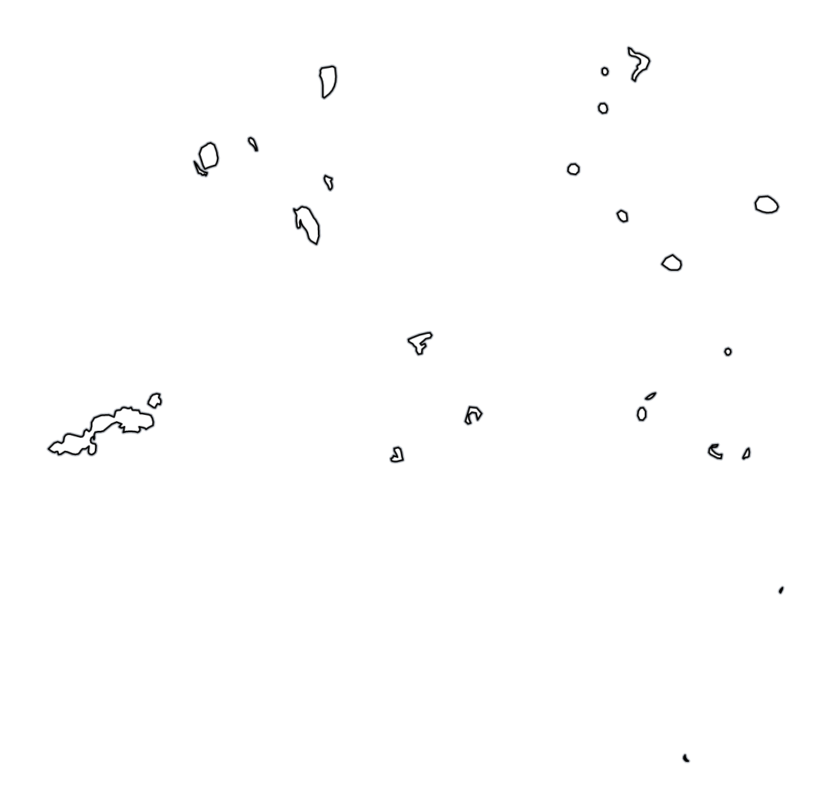 Outline map of Eastern Division, Fiji.