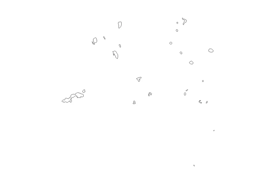 Outline map of Eastern Division, Fiji with subdivision borders.
