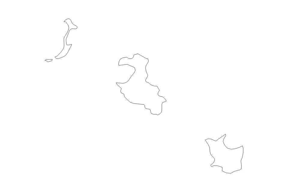Outline map of Loyalty Islands, New Caledonia with subdivision borders.
