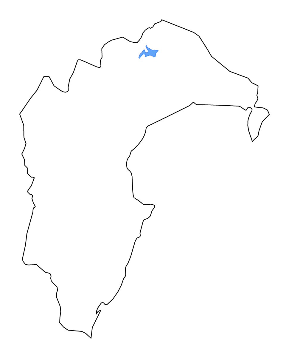 Outline map of Hawke's Bay Regional Council, New Zealand with lakes and rivers.