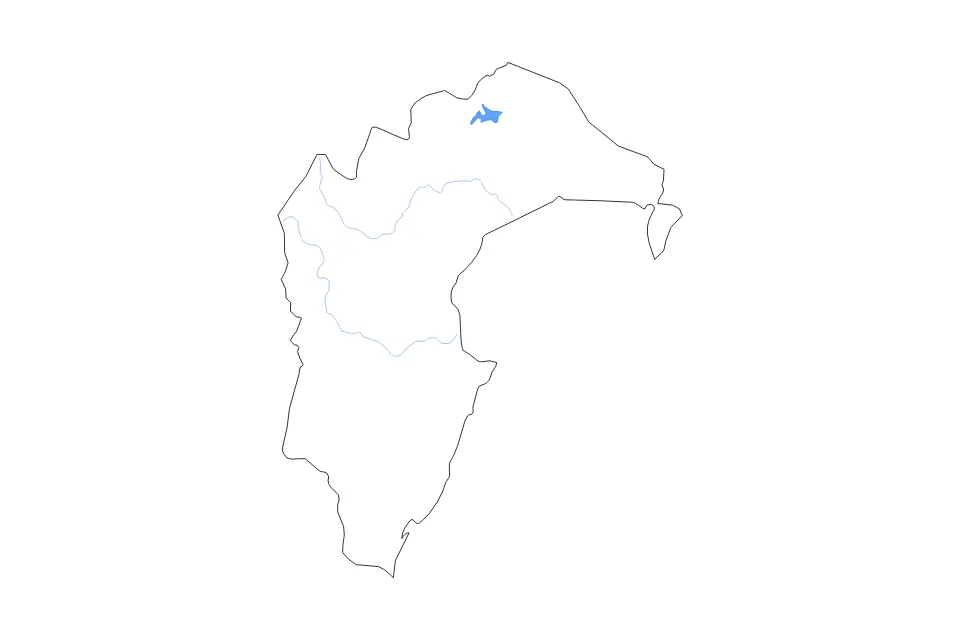Outline map of Hawke's Bay Regional Council, New Zealand with subdivision borders and major lakes and rivers.