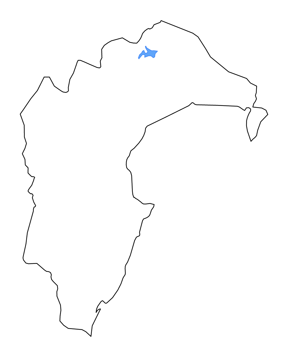 Mapa de contorno de Hawke's Bay, New Zealand con lagos y ríos.