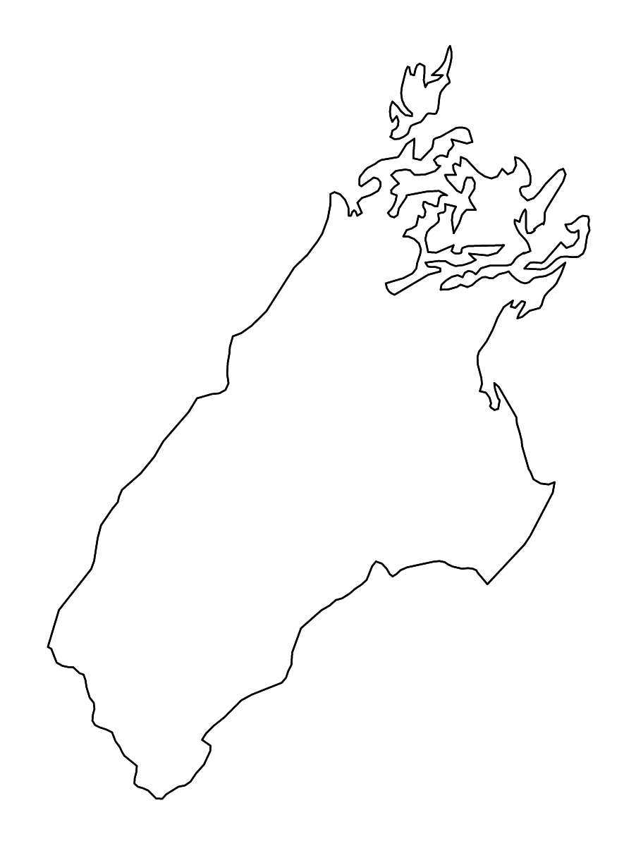 Carte de contour de Marlborough, New Zealand avec rivières.