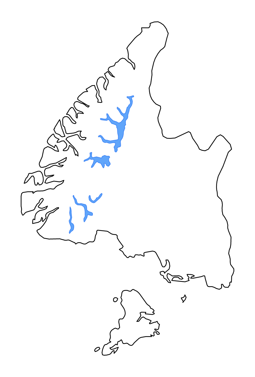 Carte de contour de Southland, New Zealand avec lacs et rivières.